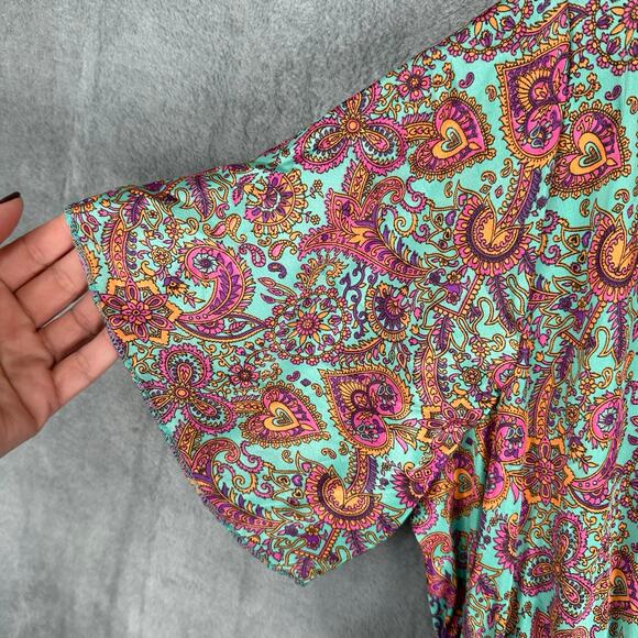 Zury Dress Womens One Size Pink Floral Silk Ruffle Hi Low Cottage Peasant Boho - Picture 4 of 12